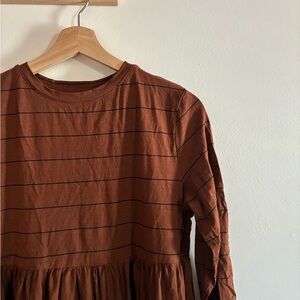 Women’s Midi Dress in Rust with Black Stripes